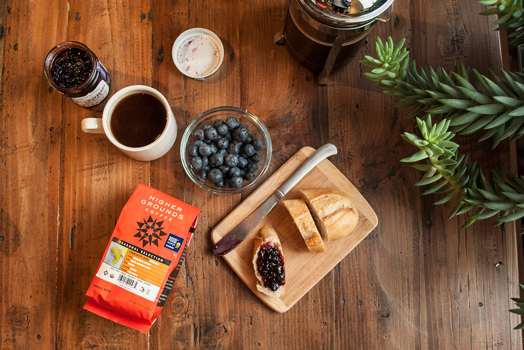 Ethiopian Yirgacheffe Idido paired with Food For Thought's Blueberry Lavender preserves.