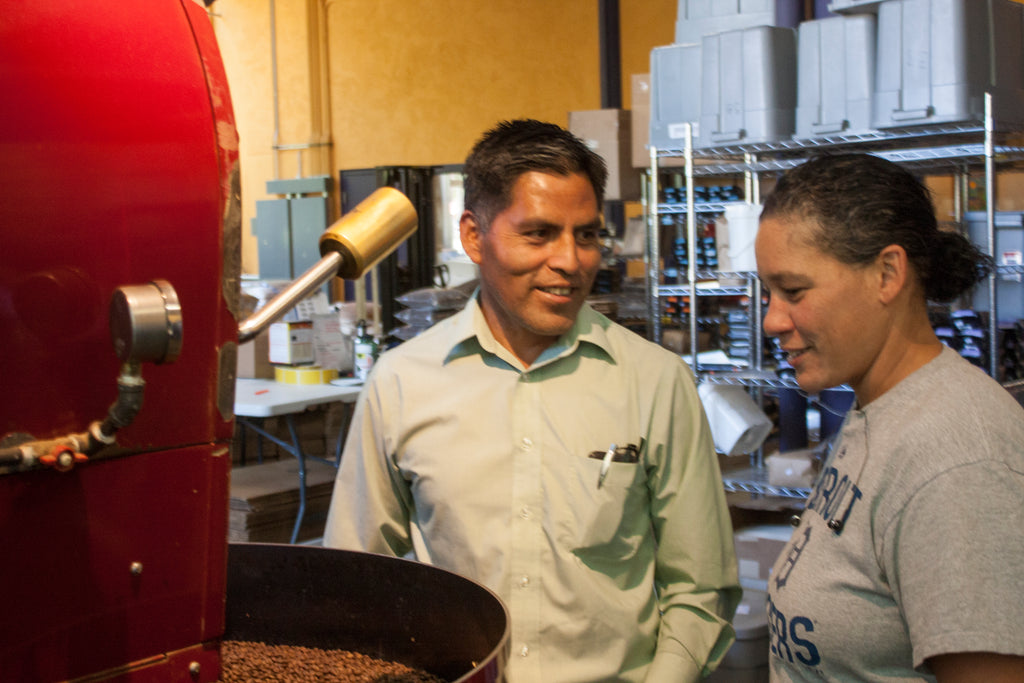 Jose with Karin at roaster, October 2016